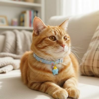 Collier chat bleu