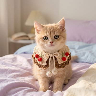 Collier Chat marron