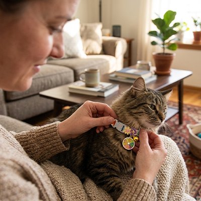 Collier Chat  pasteque