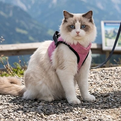 Harnais Chat rose