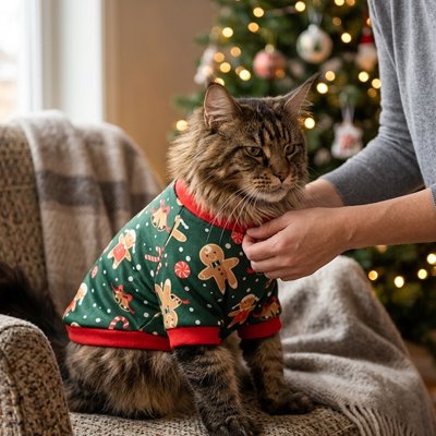 Vêtements pour chats biscuit de noel