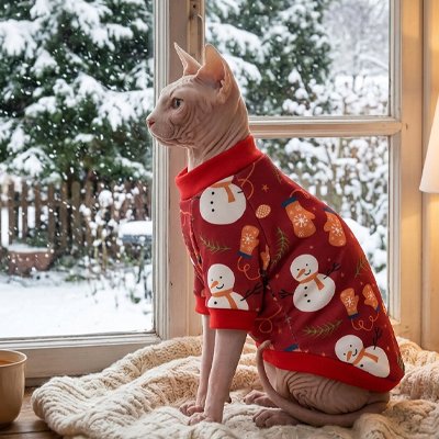Vêtements pour chats bonhomme de neige